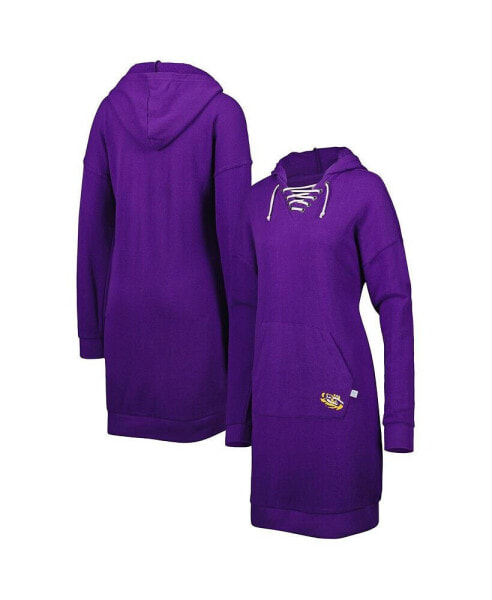 Women's Purple LSU Tigers Quick Pass Lace-Up V-Neck Hoodie Dress