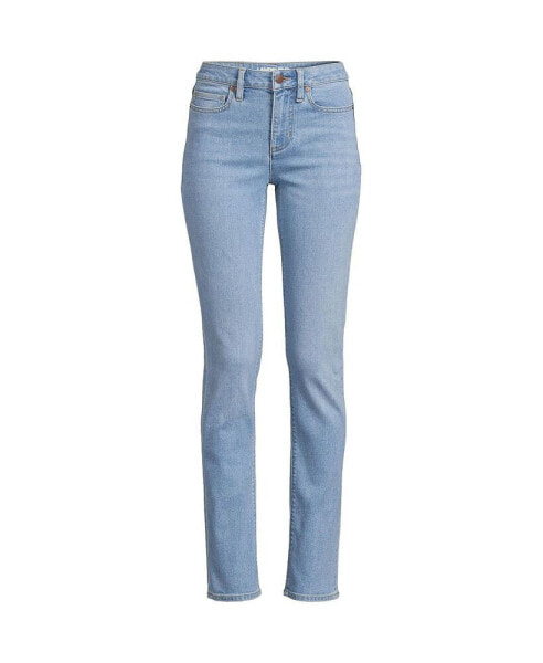 Petite Recover Mid Rise Straight Leg Blue Jeans