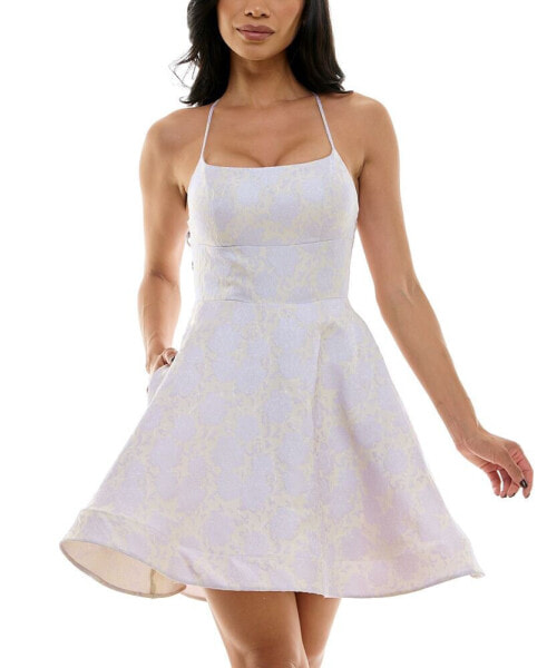 Мини-платье B Darlin с ямбом из цветочного жаккарда для джуниоров