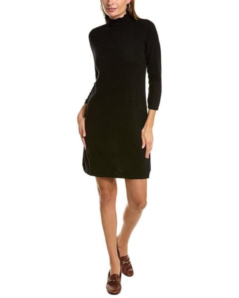 Forte Cashmere Ruffle Neck Cashmere Sweaterdress Women's Black S