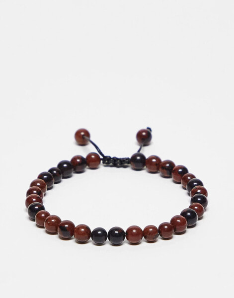 Bolongaro Trevor stone beaded bracelet in red and brown