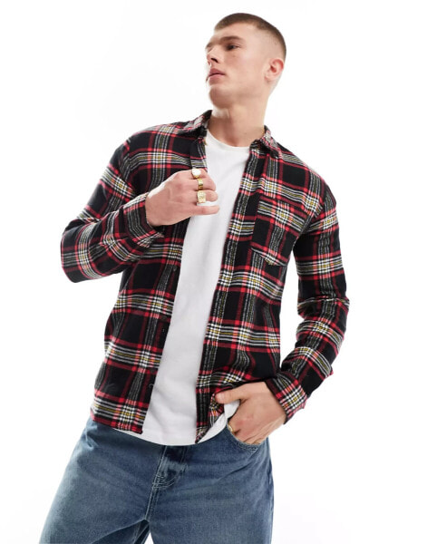 Jack & Jones Originals oversized check shirt in black