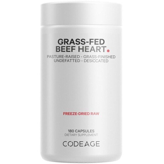 Grass-Fed Beef Heart Pasture-Raised, Non-Defatted Supplement, Freeze-Dried - 180ct