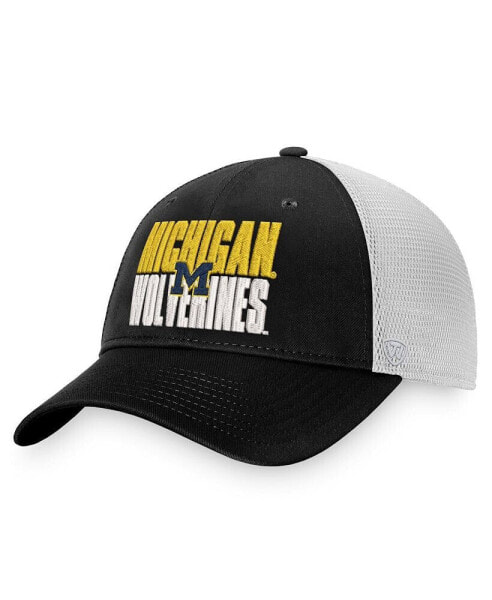 Головной убор Top of the World Мужчины черный, белый Шляпа Michigan Wolverines Stockpile Trucker Snapback