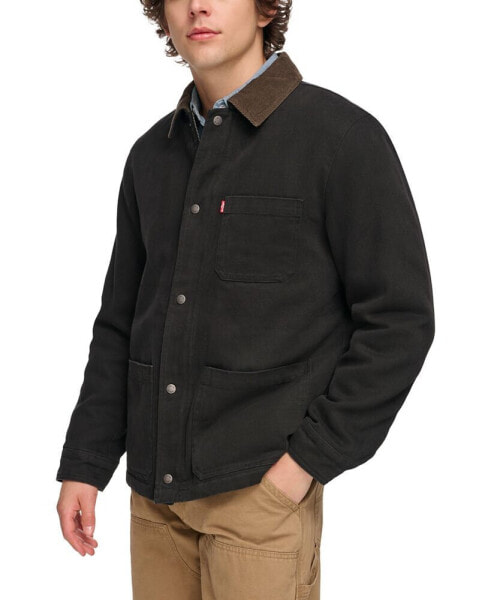 Men's Plaid-Lined Canvas Chore Jacket