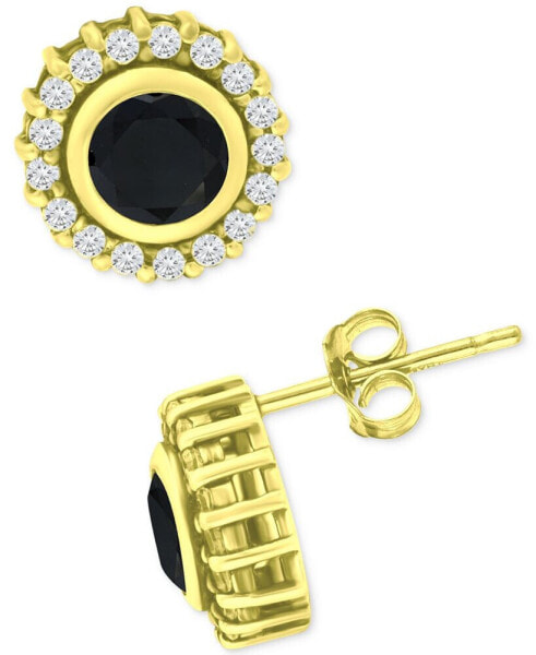 Black & White Cubic Zirconia Halo Stud Earrings in 18k Gold-Plated Sterling Silver, Created for Macy's