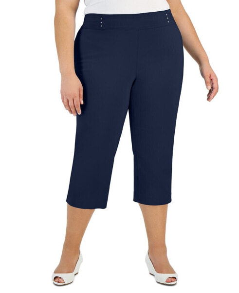 Plus Size Tummy Control Pull-On Capri Pants, Created for Macy's