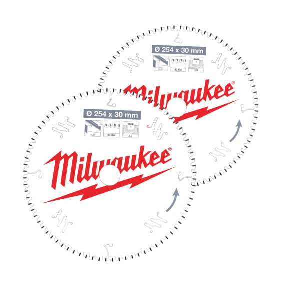 Milwaukee Sägeblatt-Set für Akku-Kapp- und Gehrungssägen Doppelpack 254/30 mm, Z60 Wechselzahn negativ und Z80 Flachtrapezzahn negativ