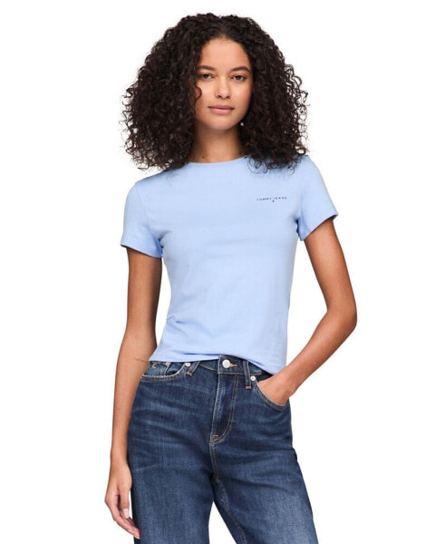 Women's Cotton Slim-Fit Linear Logo T-Shirt