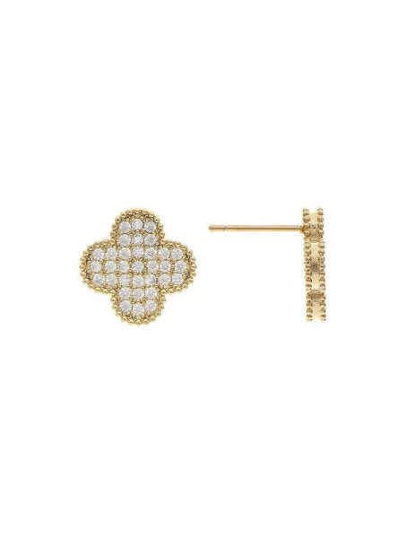 Pave Clover Stud Earrings