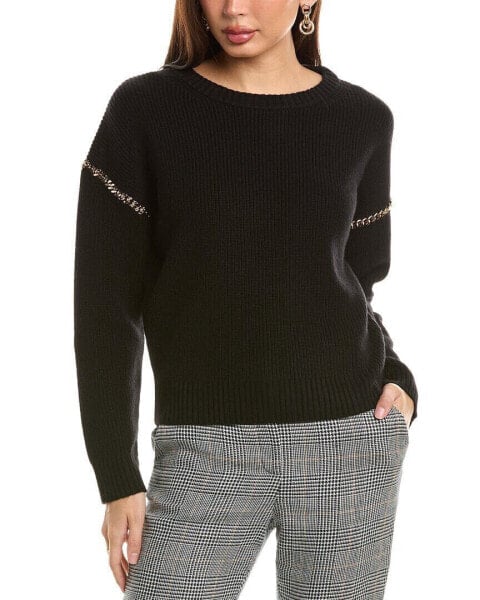 Elie Tahari Drop-Shoulder Chain Wool-Blend Sweater Women's