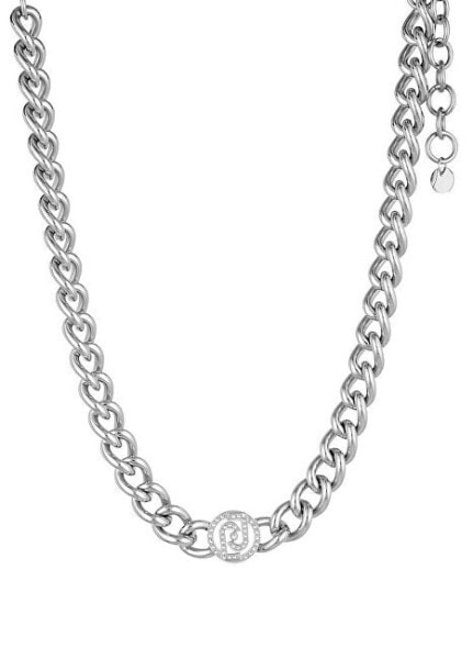 Výrazný ocelový náhrdelník s krystaly Brilliant LJ1619