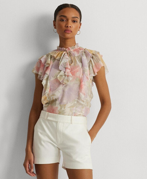 Women's Ruffled Flutter-Sleeve Blouse