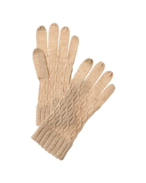 Forte Cashmere Cable Texture Stitch Cashmere Gloves Women's Brown