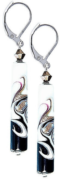 Элегантные серьги Black & White с уникальным жемчугом Lampglas EPR11