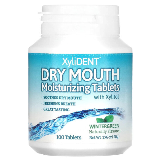 Dry Mouth, Moisturizing Tablets with Xylitol, Wintergreen, 100 Tablets, 1.76 oz (50 g)