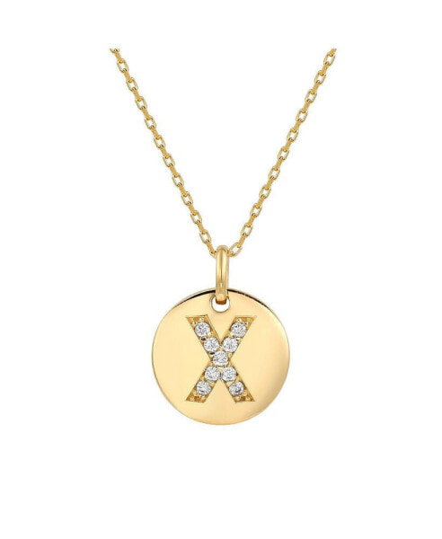 Suzy Levian New York suzy Levian Sterling Silver Cubic Zirconia Letter "X" Initial Disc Pendant Necklace