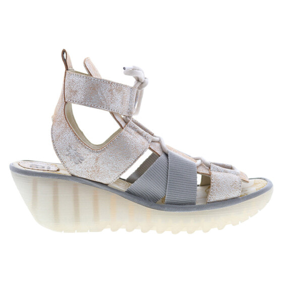 Fly London Yaca YACA413FLY-002 Womens Beige Leather Wedges Sandals Shoes 41