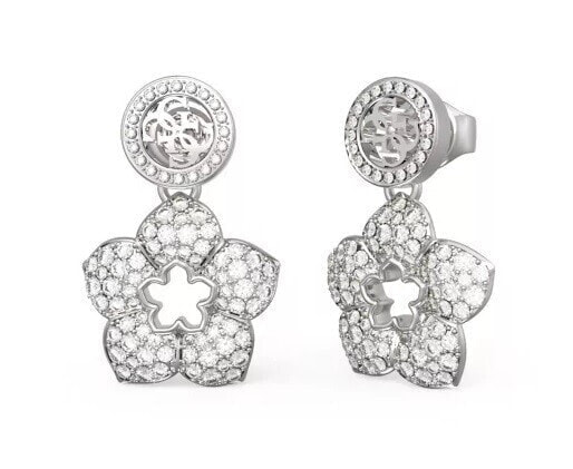 Beautiful steel earrings with Shining Winter flower JUBE04471JWRHT/U