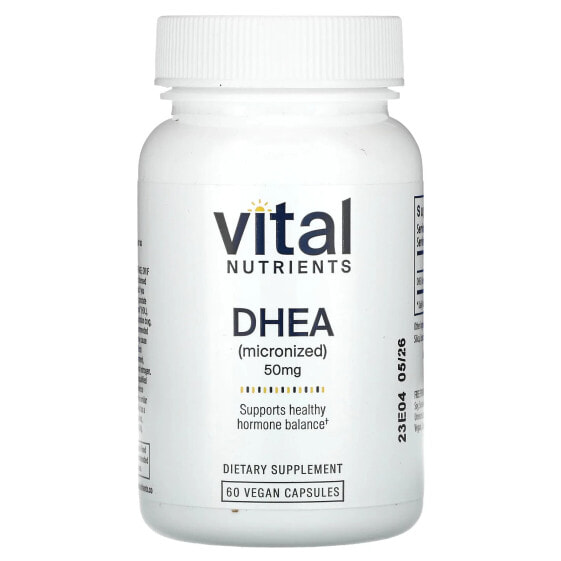 Витамин DHEA (Микронизированный), 50 мг, 60 веганских капсул Vital Nutrients