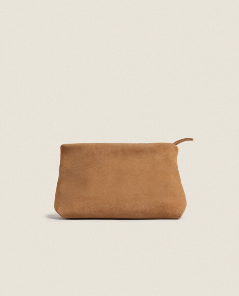 Small split suede toiletry bag