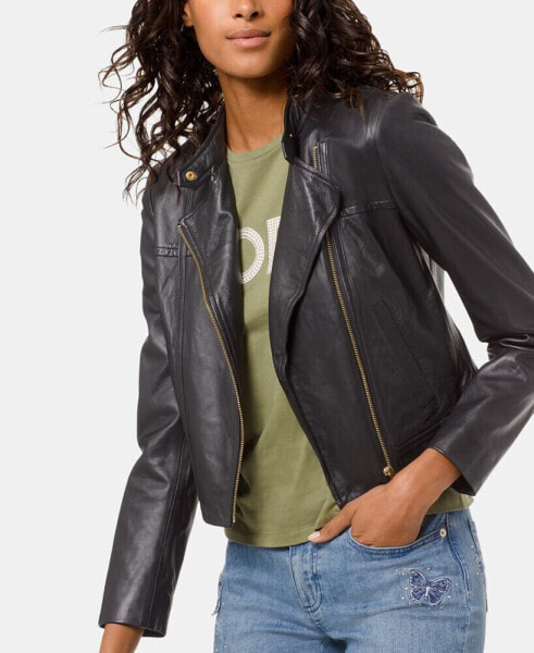 Petite Leather Moto Jacket