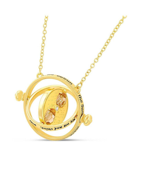 Hermione Time Travel Magical Hourglass Rotating Gold Plated Necklace, 22"