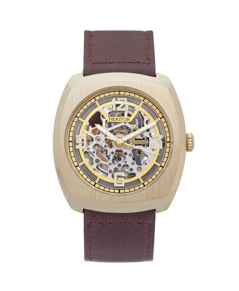 Men Gatling Leather Watch - Gold/Brown, 44mm