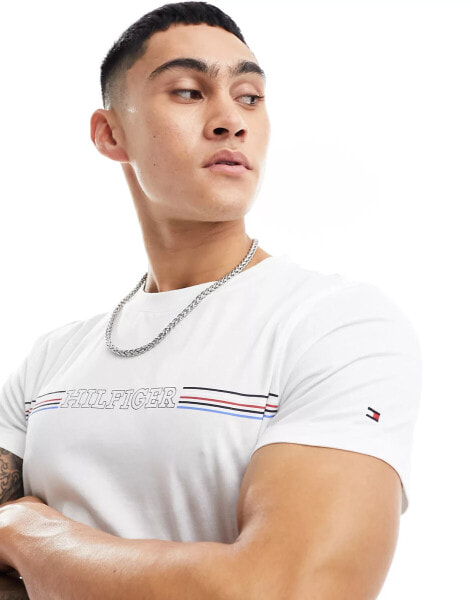 Tommy Hilfiger stripe chest t-shirt in white