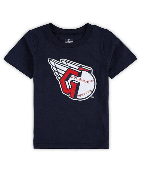 Toddler Boys and Girls Navy Cleveland Guardians Team Crew Primary Logo T-shirt