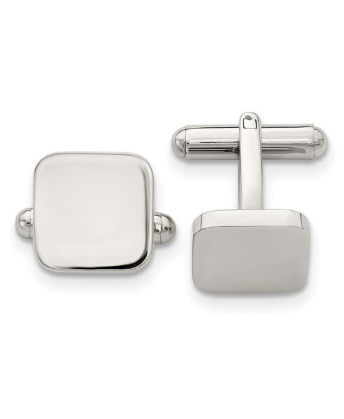 Stainless Steel Polished Rounded Square Cufflinks