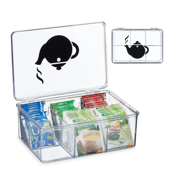 Хранение продуктов Relaxdays прозрачная чайная коробка с 6 отделениями
