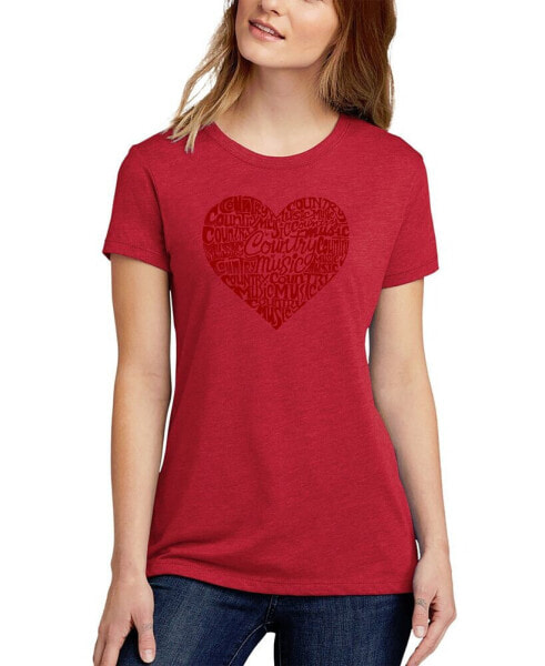 Women's Premium Blend Word Art Country Music Heart T-Shirt