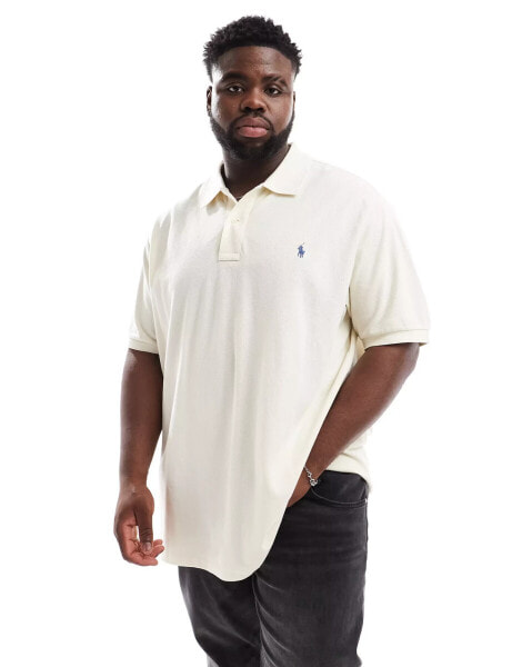 Polo Ralph Lauren Big &Tall icon logo pique polo custom fit in cream