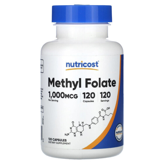 Витамины группы B Nutricost Метилфолат, 1,000 мкг, 120 капсул