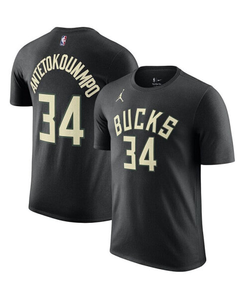 Men's Giannis Antetokounmpo Black Milwaukee Bucks 2022/23 Statement Edition Name and Number T-shirt