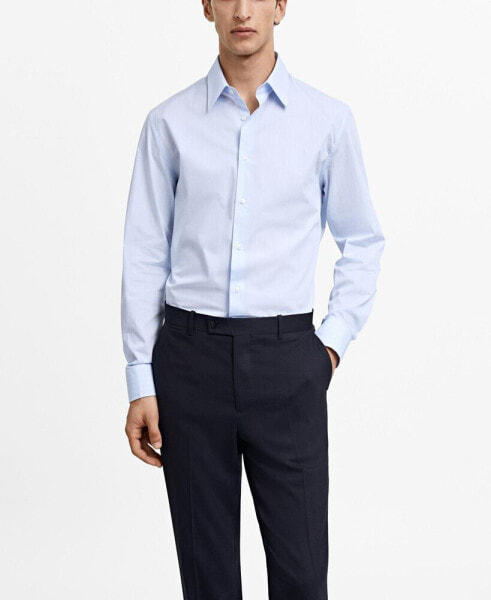 Men's Regular-Fit Cotton Striped Dress Shirt