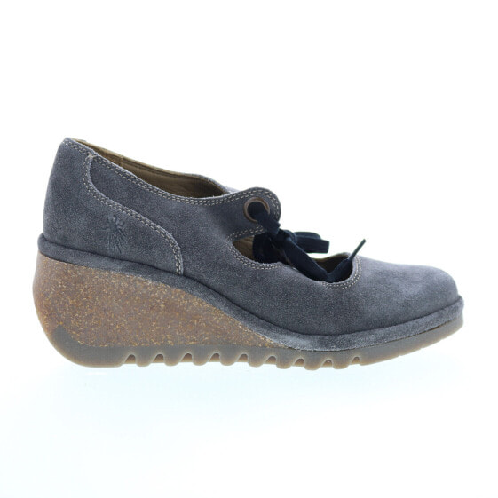 Fly London Nely NELY337FLY-007 Womens Gray Suede Mary Jane Flats Shoes 37