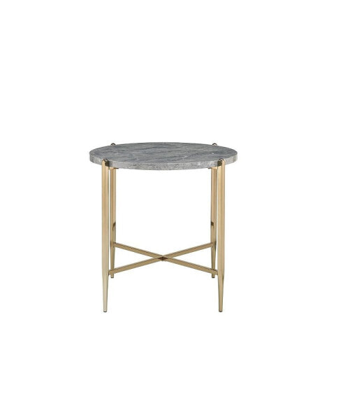 Tainte End Table, Faux Marble & Champagne Finish