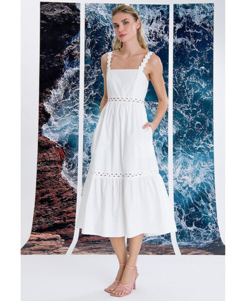 Women's Square-Neck Sleeveless Tiered Dress