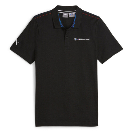 Puma Bmw Mms Jacquard Logo Short Sleeve Polo Shirt Mens Black Casual 62415001