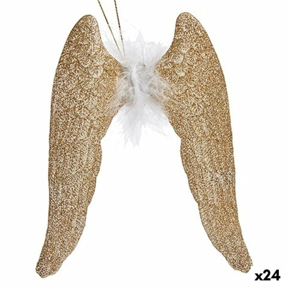 Christmas bauble Angel Wings champagne Plastic Glitter 12,5 x 15 x 2,5 cm (24 Units)