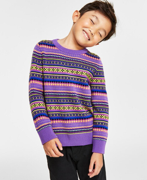 Свитер с морским узором Charter Club Holiday Lane Little Boys Bright Stripe Fair Isle, созданный для Macy's