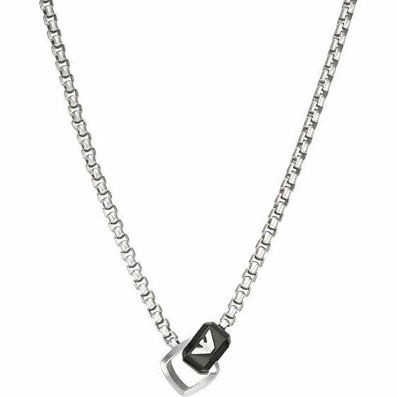 Modern steel necklace with logo EGS2937040