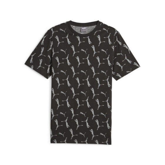 Puma Essentials Logo Lab Graphic Crew Neck Short Sleeve T-Shirt Mens Black, Grey