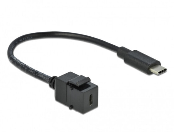 Delock 86398 - Flat - Black - USB C - USB C - Female - Male
