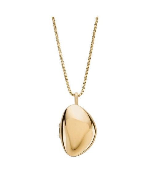 Women's Anja Pebble Locket Gold-Tone Stainless Steel Chain Necklace, SKJ1752710