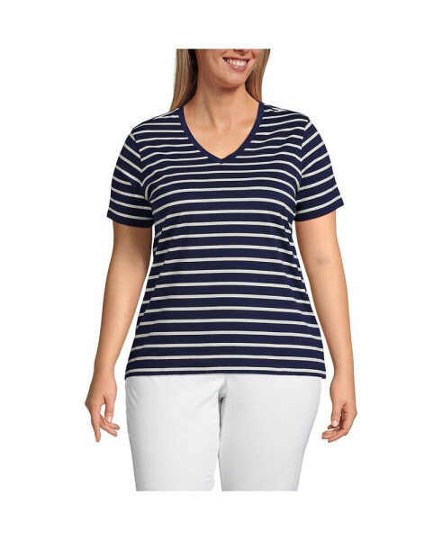 Plus Size Relaxed Supima Cotton V-Neck T-Shirt