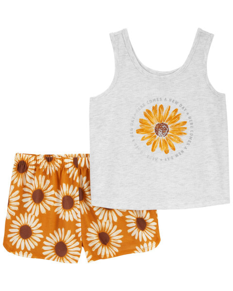 Kid 2-Piece Sunflower Loose Fit Pajama Set 4