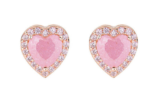Romantic bronze stud earrings with zircons Icy Diamonds ECRHRRO